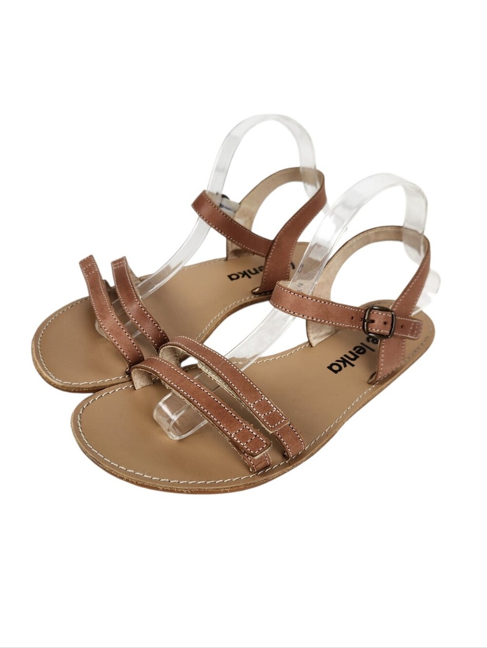 Be Lenka Summer Sandals Tan Leather Minimalist Womens Size 41 Size 10